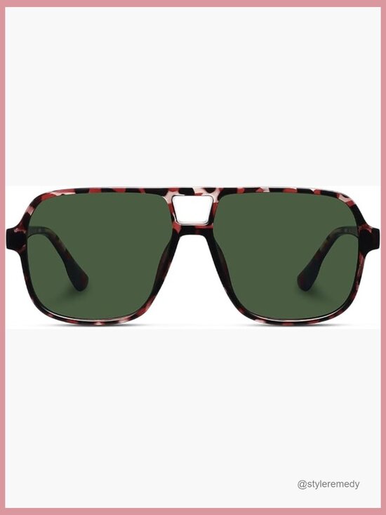 Oversized Square Aviator Sunglasses with Double Bridge, UV400 Protection main image 4
